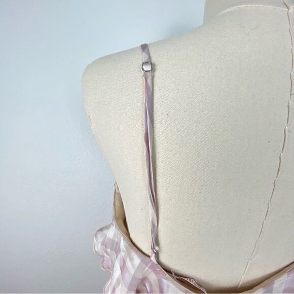 Victoria’s Secret Cami Midi Dress M Purple Gingham Ruffles Y2K Feminine Coquette - Picture 6 of 13